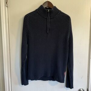 Men's Size XL Abercrombie & Fitch Muscle 1/4 Zip‎ Pullover Navy Blue VTG Y2K 90s